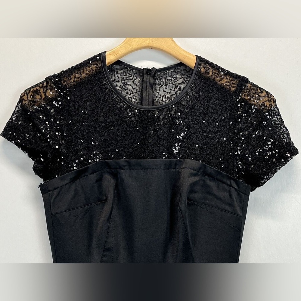 NWT $300 TRINA TURK Women’s Black Sequin Satin Formal Wedding Cocktail Dress 2 - Picture 6 of 6